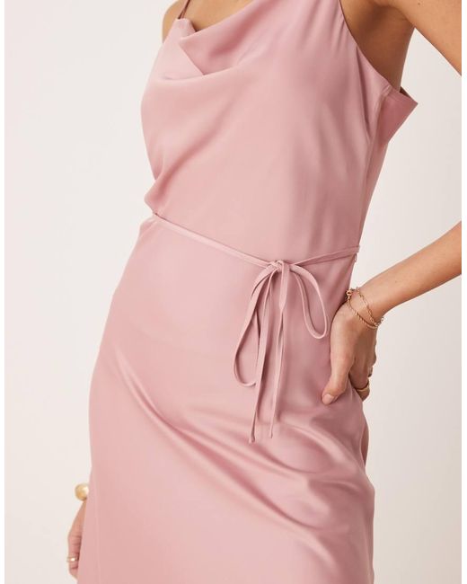 Y.A.S Pink Satin Cami Midi Dress