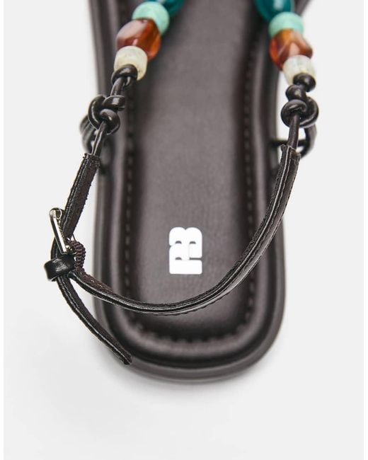 Pull&Bear White Beaded Flat Sandals