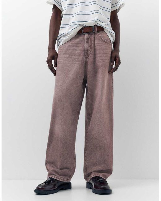 Pull&Bear Gray Relaxed Fit baggy Jeans for men