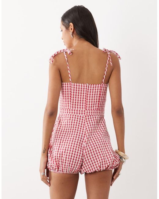 Miss Selfridge Red Gingham Bloomer Playsuit