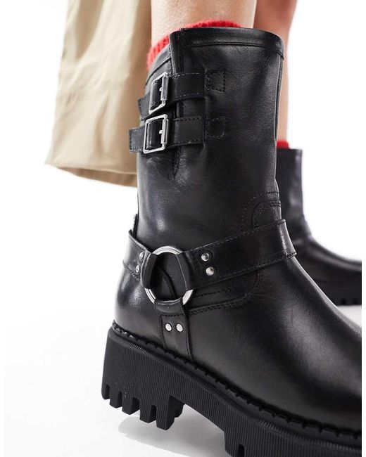 OFF THE HOOK Black 'Loxley' Heel Leather Boots