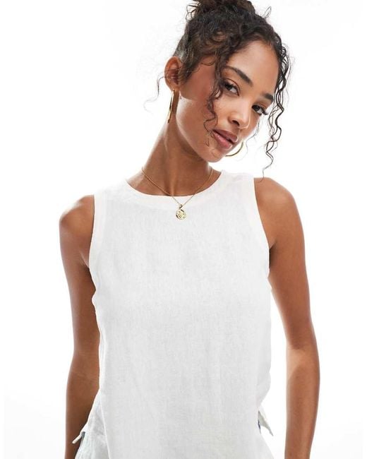 New Look White Linen Shell Top