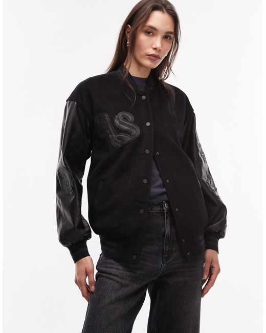 AllSaints Black Versity Bomber