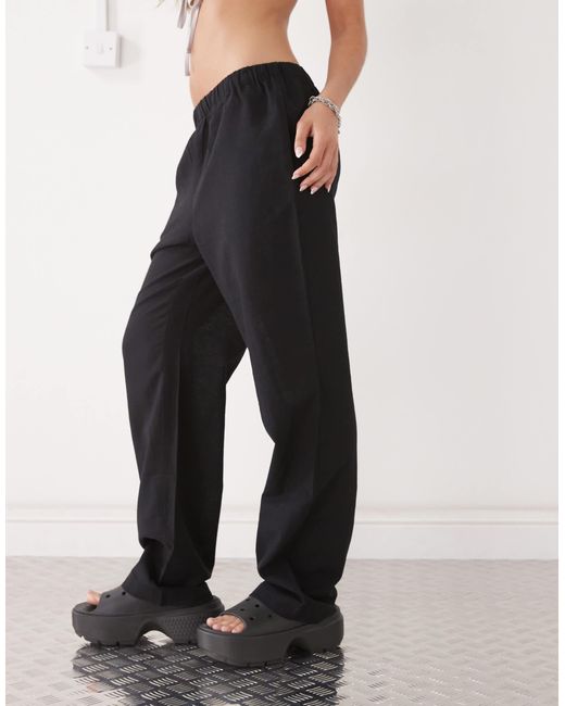 Monki Black – leinenhose