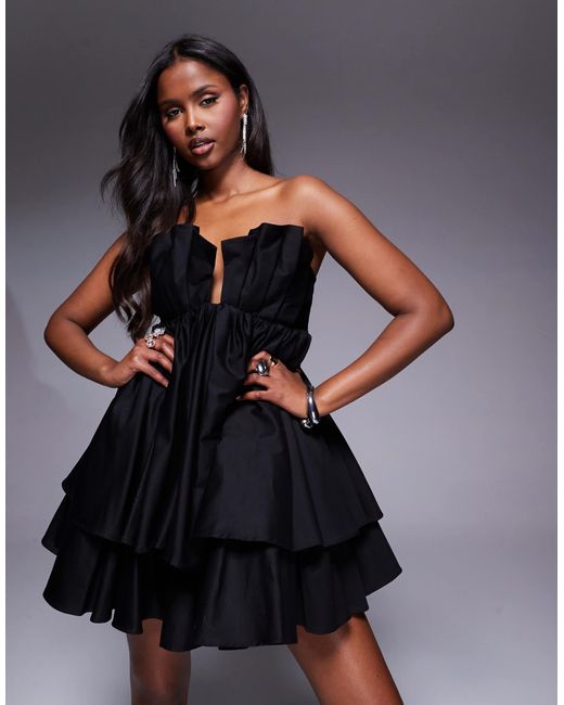 ASOS Black – trägerloses, kurzes babydoll-kleid