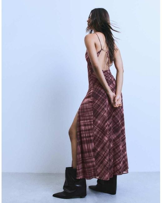 Bershka Blue Long Tulle Strappy Dress