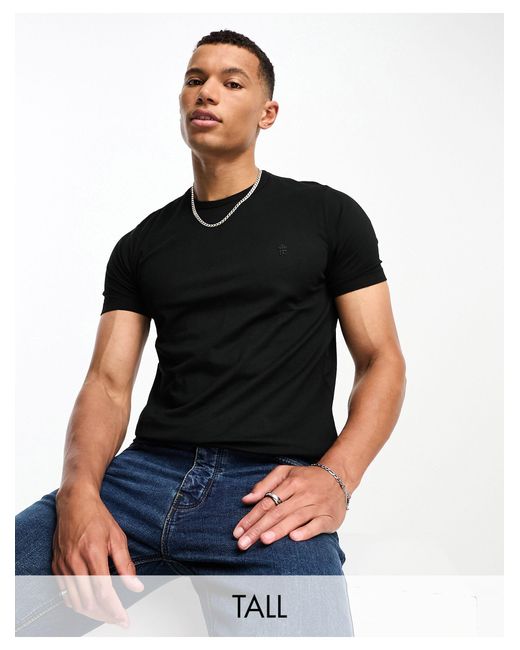 Camiseta negra con cuello redondo French Connection de hombre de color Black