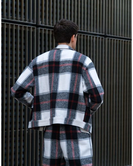 X isaac hudson - camicia giacca spazzolata con bottoni a quadri di Labelrail in Black da Uomo