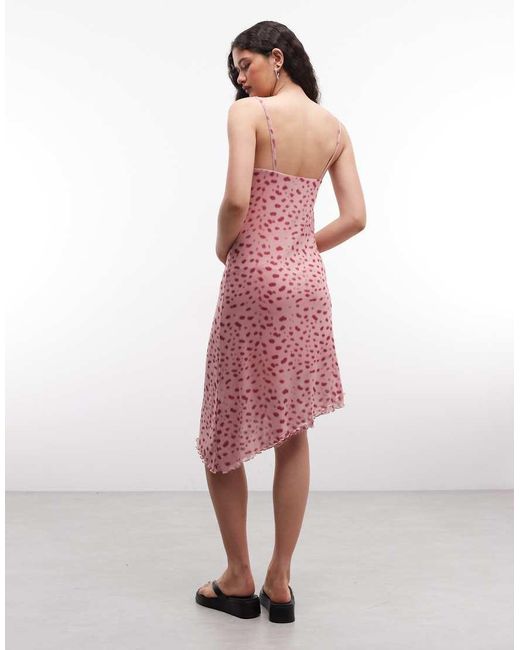 Reclaimed Vintage Red Animal Print Asym Cami Dress
