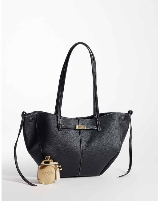 Gina Tricot Black Long Strap Midi Bag With Belt Buckle Detail