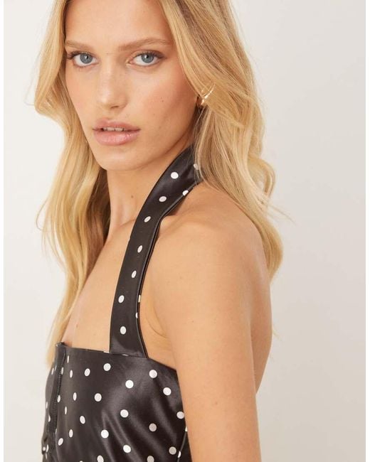 Vestido Midi Con Estampado De De Satén Elástico De ASOS de color Natural