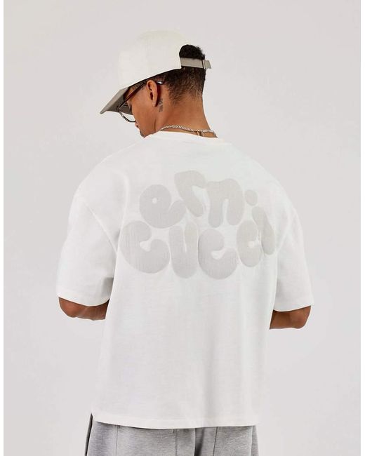 CERNUCCI White Chain Stitch Boxy T-Shirt for men