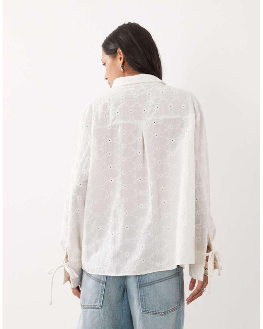 Miss Selfridge White Broderie Oversized Shirt