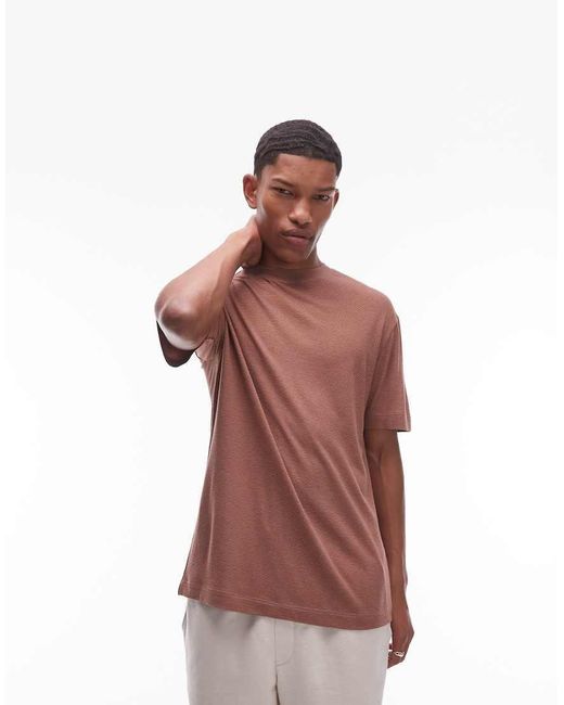 Topman Red Relaxed Fit Fine Stripe T-Shirt for men