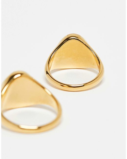 ASOS Metallic Asos Design Curve Stainless Steel 2 Pack Of Rings With Semi Precious Stones