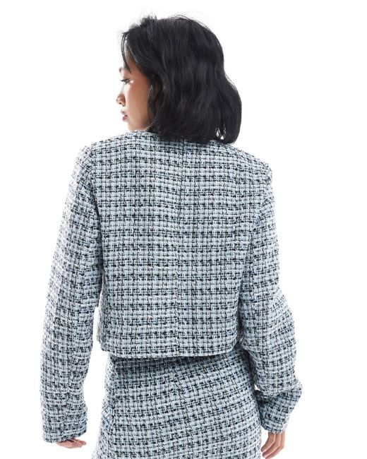 New Look Blue Cropped Boucle Jacket Co-ord