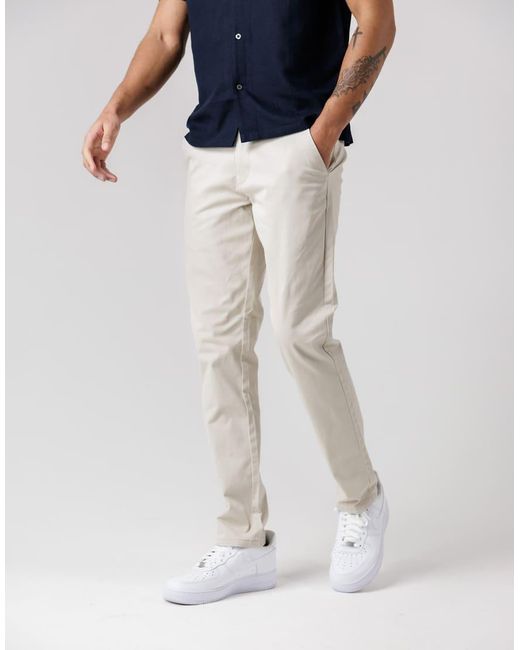 French Connection Blue Cotton Stretch Five-Pocket Regular Fit Chino Trousers for men