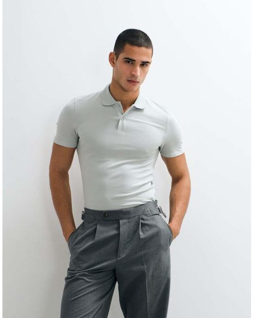 Polo Basic Attillata di ASOS in Gray da Uomo
