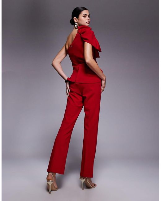 River Island Red Asymmetric Ruffle Jumpsuit