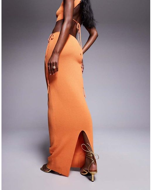 Wanderdoll Gray Sienna Fine Knit Maxi Skirt Co-ord
