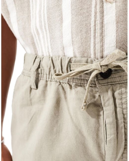 Jack & Jones Natural Linen Mix Drawstring Pants for men