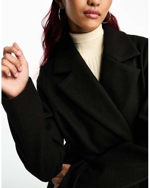 Vero Moda Black Belted Formal Midi Coat