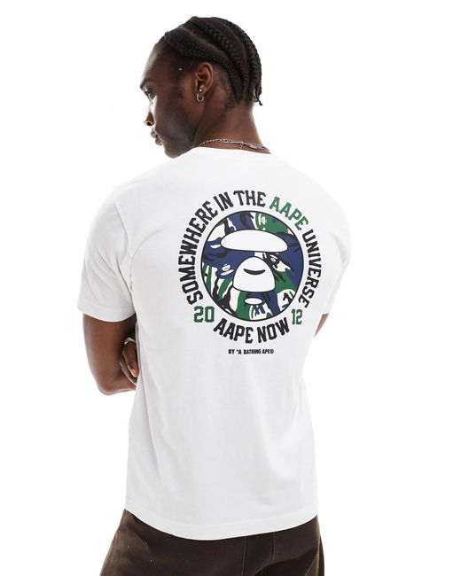 Aape By A Bathing Ape White Aape By A Bathing Ape Logo T-shirt With Camo Back Print for men
