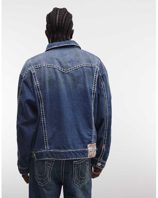 True Religion Blue Super T Drop Shoulder Multi Pocket Co-ord Denim Jacket for men