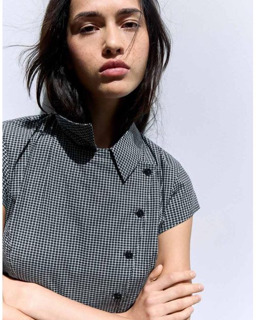 Bershka White Short Sleeve Cross-button Shirt