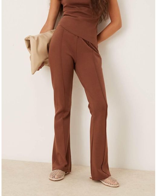ASOS Natural Mid Rise Skinny Flare Interlock Trouser Co Ord