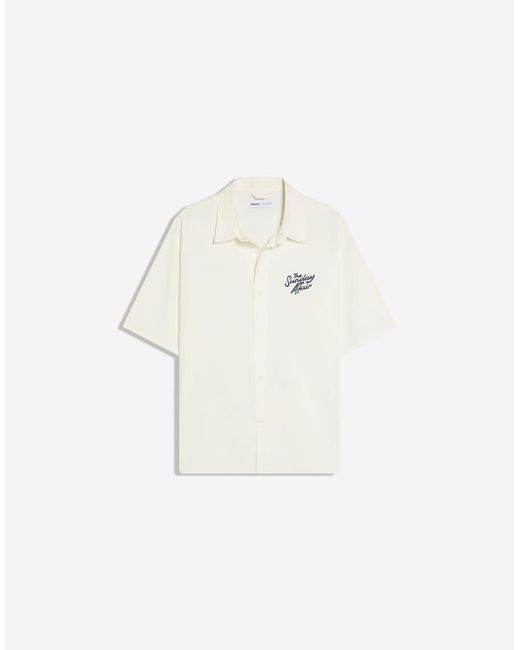 Bershka Blue Embroidered Boxy Short Sleeve Shirt for men