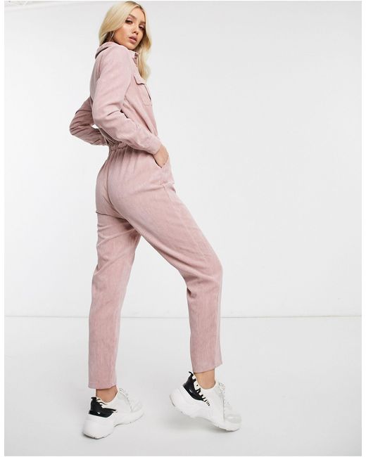 Missguided Pink Blush Cord Utility Jumpsuit