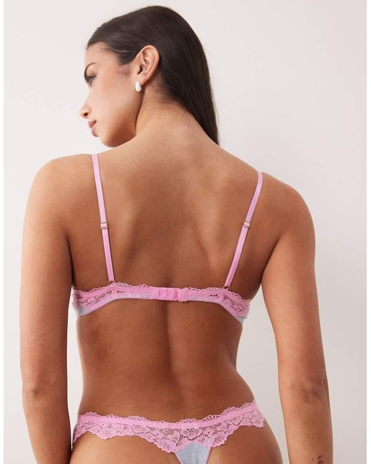 ASOS Multicolor Carmen Rib Triangle Bra With Lace Trim