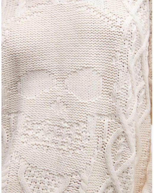 The Ragged Priest Gray Skull Cable Knit Jumper