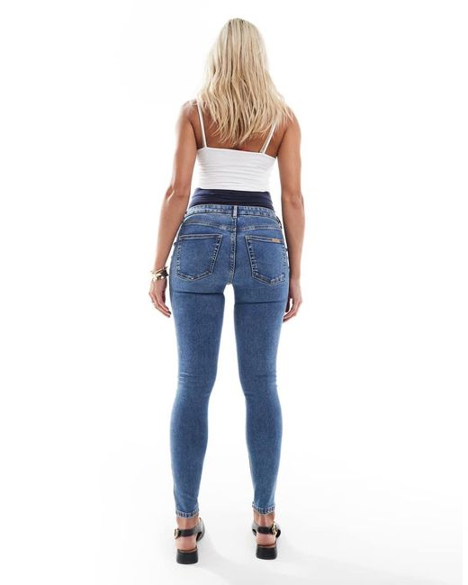 ASOS Blue Asos Design Maternity Ultimate Skinny Jeans With Over Bump