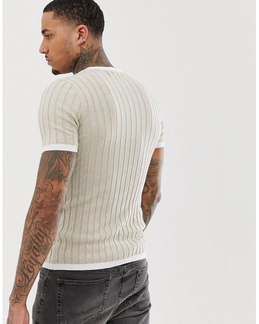 ASOS Cotton Knitted Muscle Fit Rib T 