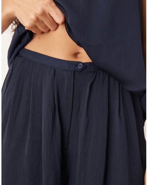 Aware Blue Pleated Detail High Waist Wide Leg Trouser Co-ord