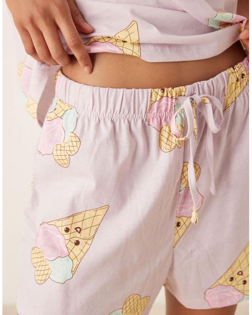 ASOS Natural Ice Cream Oversized Tee And Shorts Set