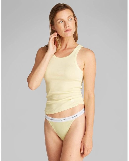 Calvin Klein Geribbelde String Van Modal in het Green