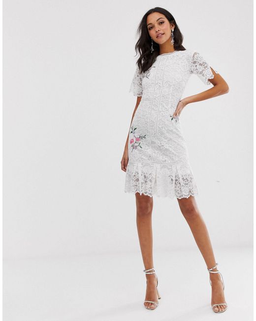 liquorish midi dress with lace trim