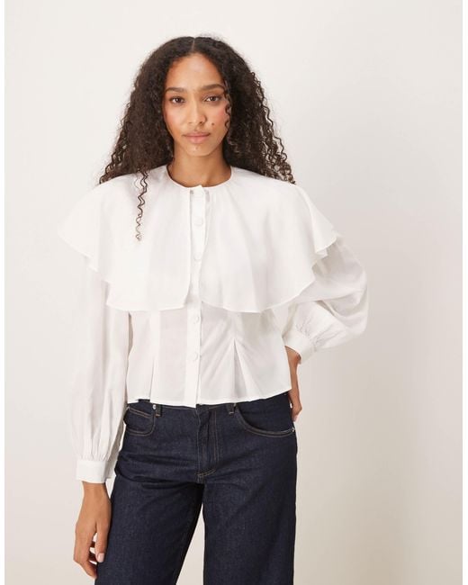 Ghospell White Cape Blouse