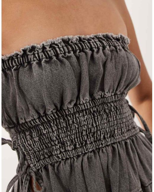 Muse Assembly Gray Jane Ruched Denim Bandeau