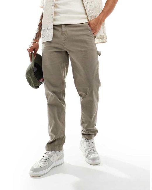River Island Natural Carpenter Trousers for men