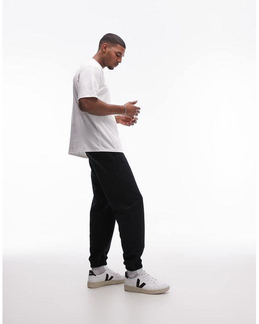 Joggers Negros Extragrandes De Tejido Grueso Premium De Topman de hombre de color White