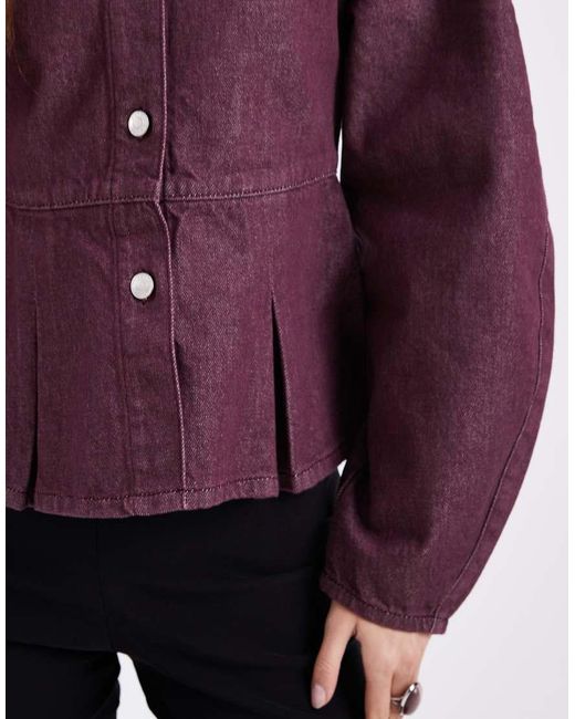 ASOS Purple Denim Cocoon Sleeve Peplum Top