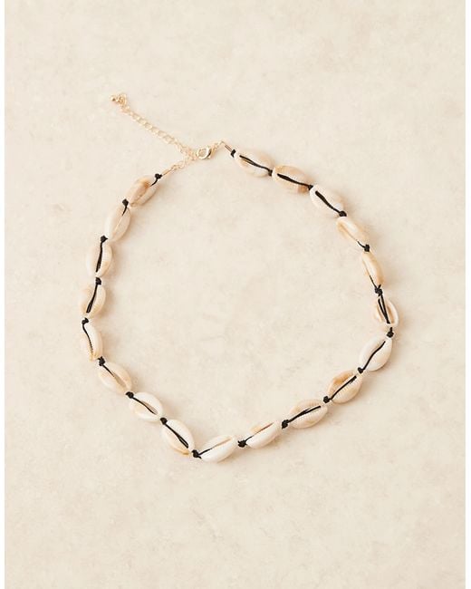 ASOS Natural Festival Faux Shell And Cord Necklace for men