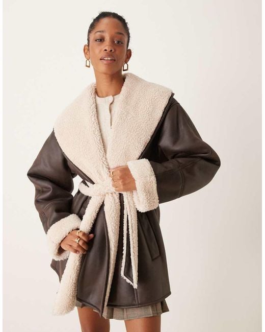 ASOS White Shawl Collar Aviator With Belt