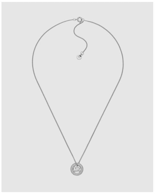 Michael Kors White Pavé Logo Pendant Necklace, Mkj8546040