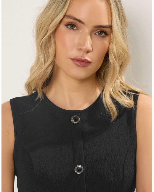 Long Tall Sally Black Textured Button Waistcoat