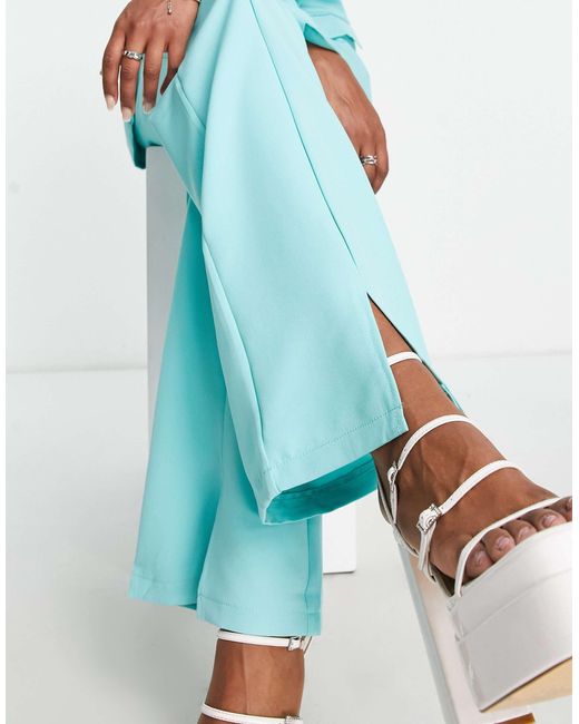 Heartbreak Tall Blue Pin Tuck Wide Leg Pants With Front Split